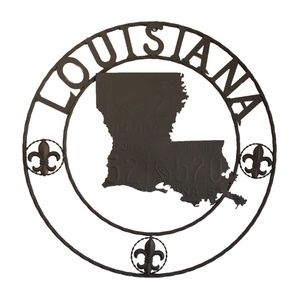 Louisiana Map License Plate Embossed Metal Wall Ci